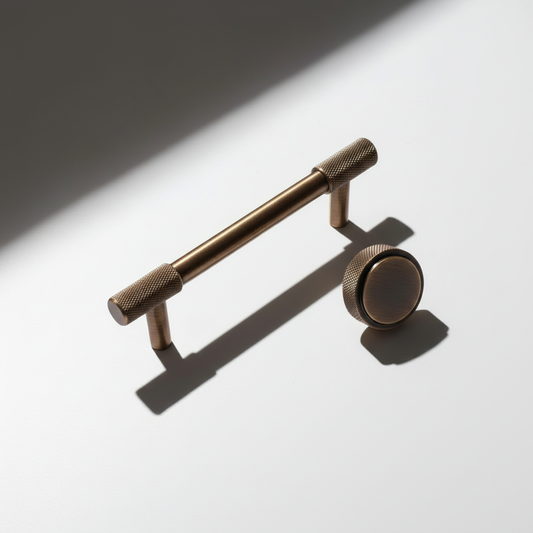 Brons handtag ljus bakgrund