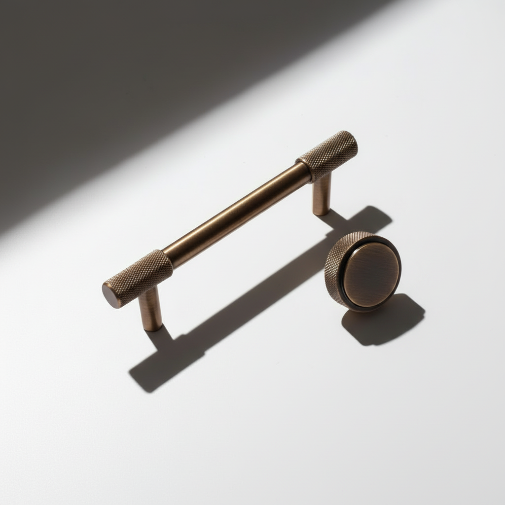 Brons handtag ljus bakgrund