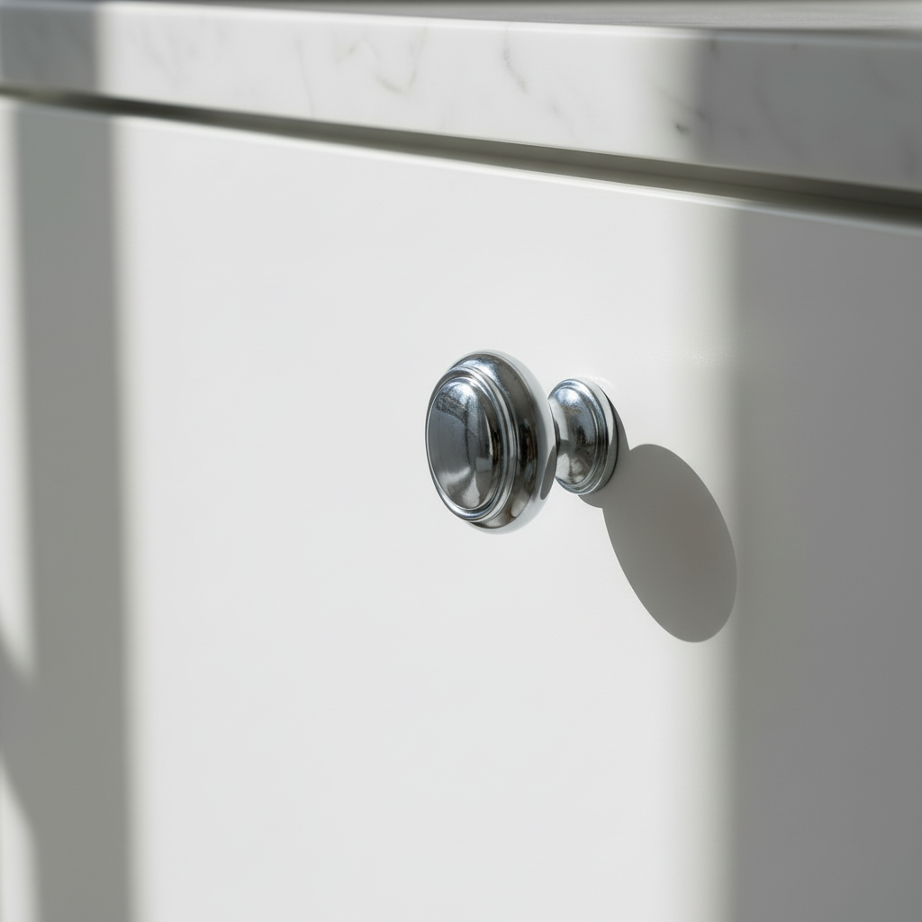 Chrome cabinet knob square format